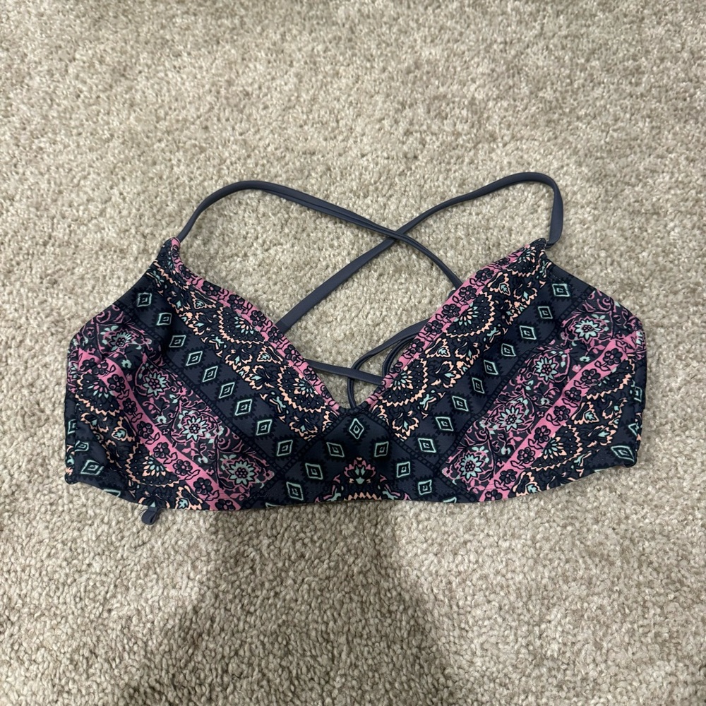 Printed Lace Up Bikini Top Xhilaration